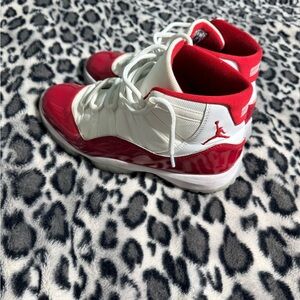 Mens Red and White Jordans Sneakers